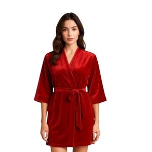 Vintage Y2K California Dynasty Red Velvet Robe M L